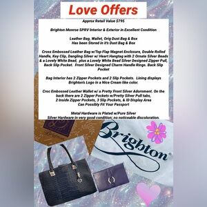 Brighton Monroe Leather Bag Wallet Orig Dust Bag & Box Int & Ext in Excel Cond